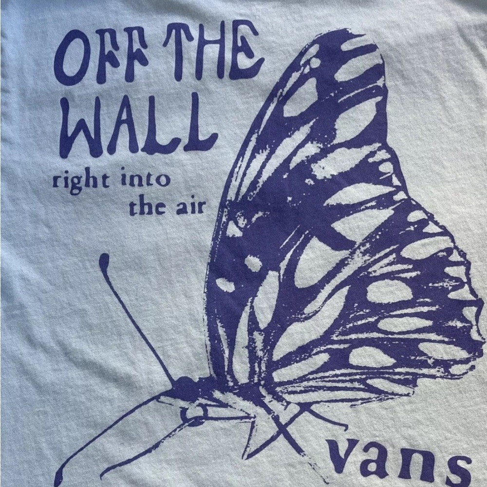 Vans Off The Wall Right Into The Air T-Shirt Men's S Short Sleeve Slim Fit Aqua